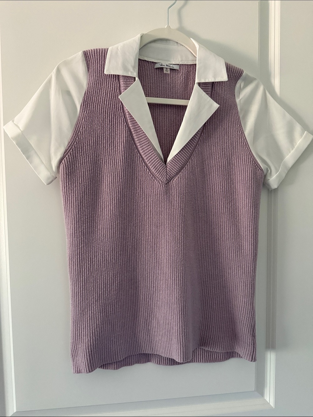 Milano Lilac Collared Knit Vest Top by Massimo Dutti